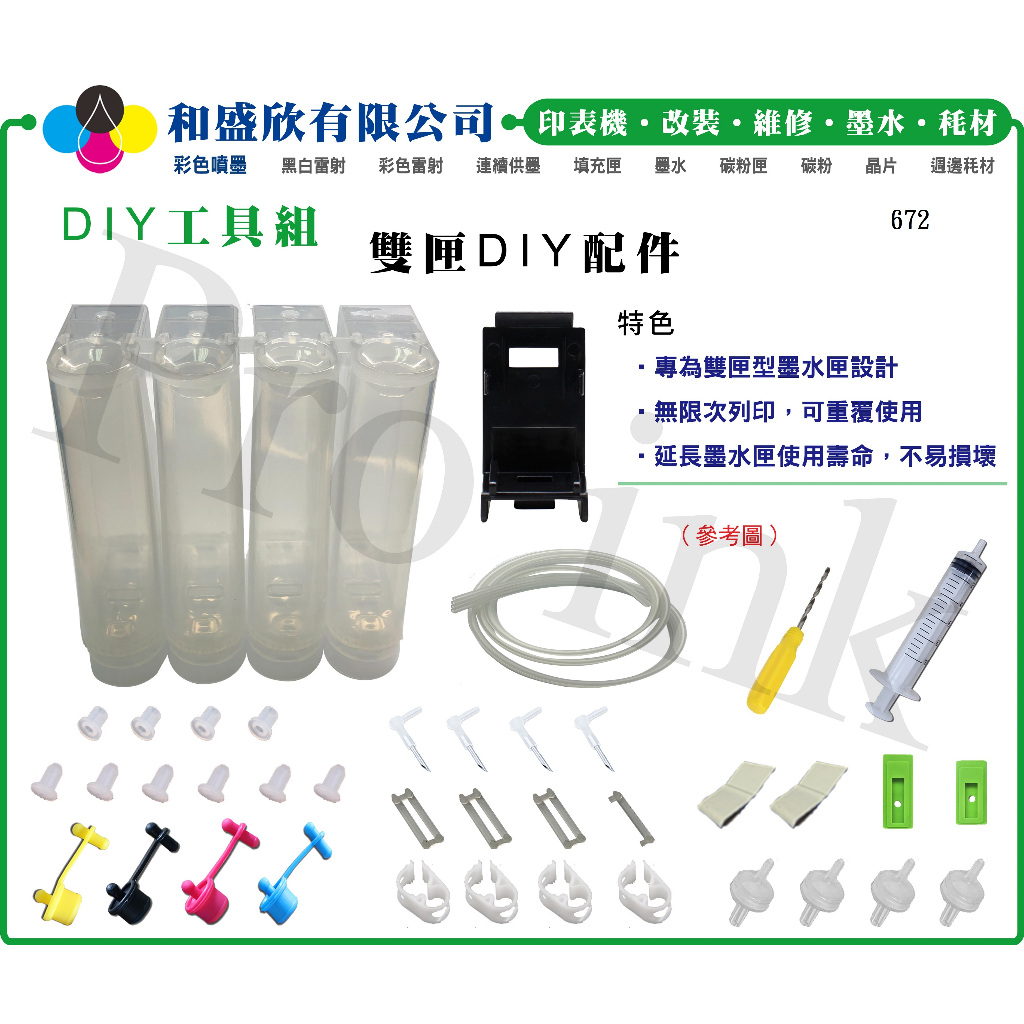 【Pro Ink 連續供墨】DIY - HP ENVY 6020 6420 改裝 雙匣DIY工具組+填充墨水