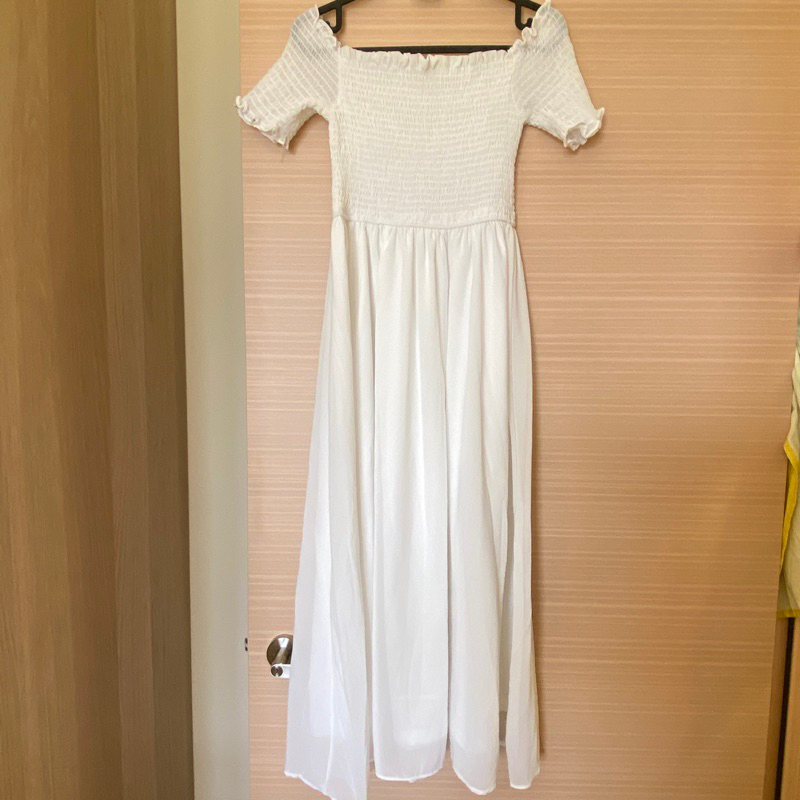 （二手）正韓氣質白紗連身洋裝/白色小禮服/輕婚紗