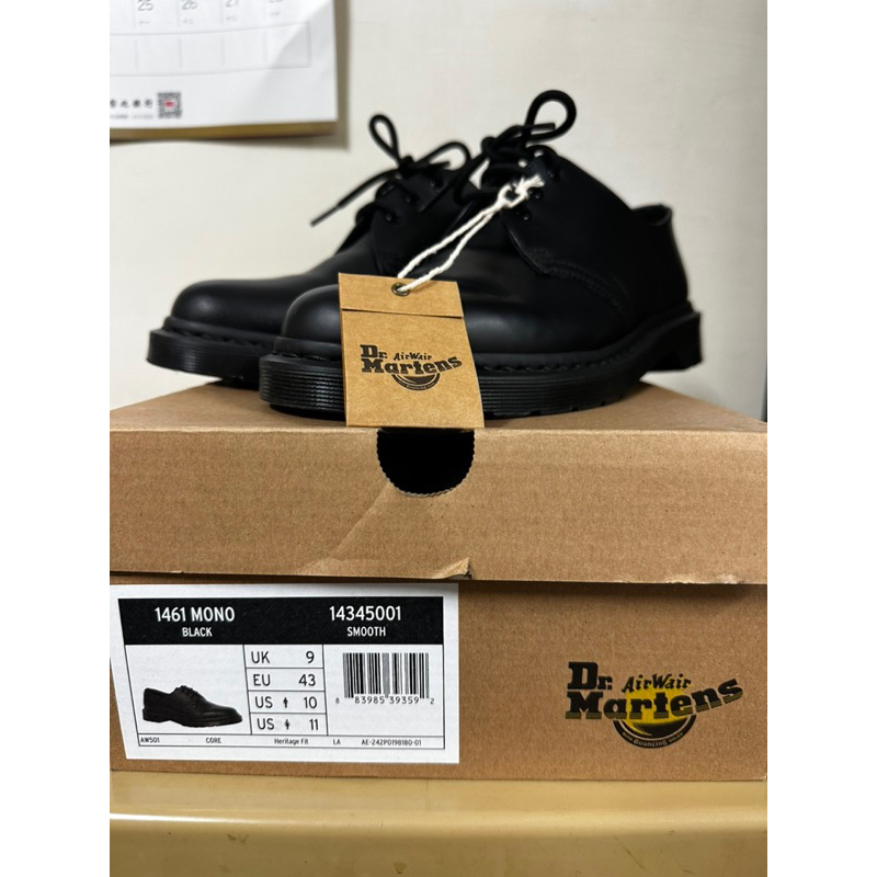 英國馬汀 Dr. Martens 1461 三孔 全黑款 US10（99%全新的二手鞋）誠可議