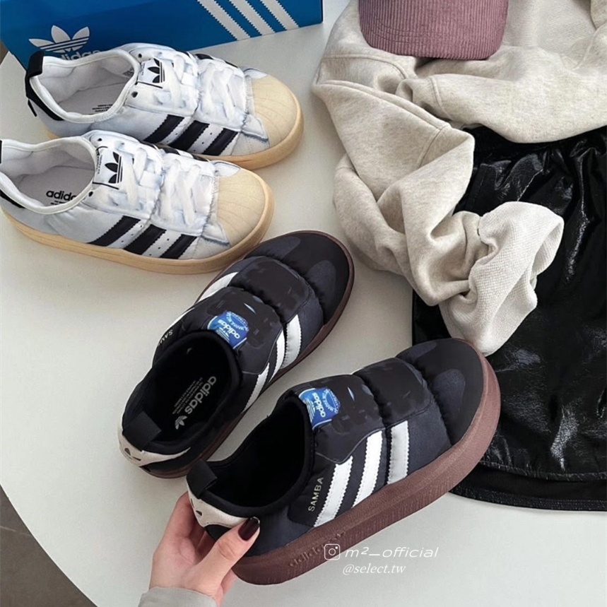 Adidas Puffylette Superstar 胖胖鞋 麵包鞋 白黑 線條黑白 HP6697 HP6700