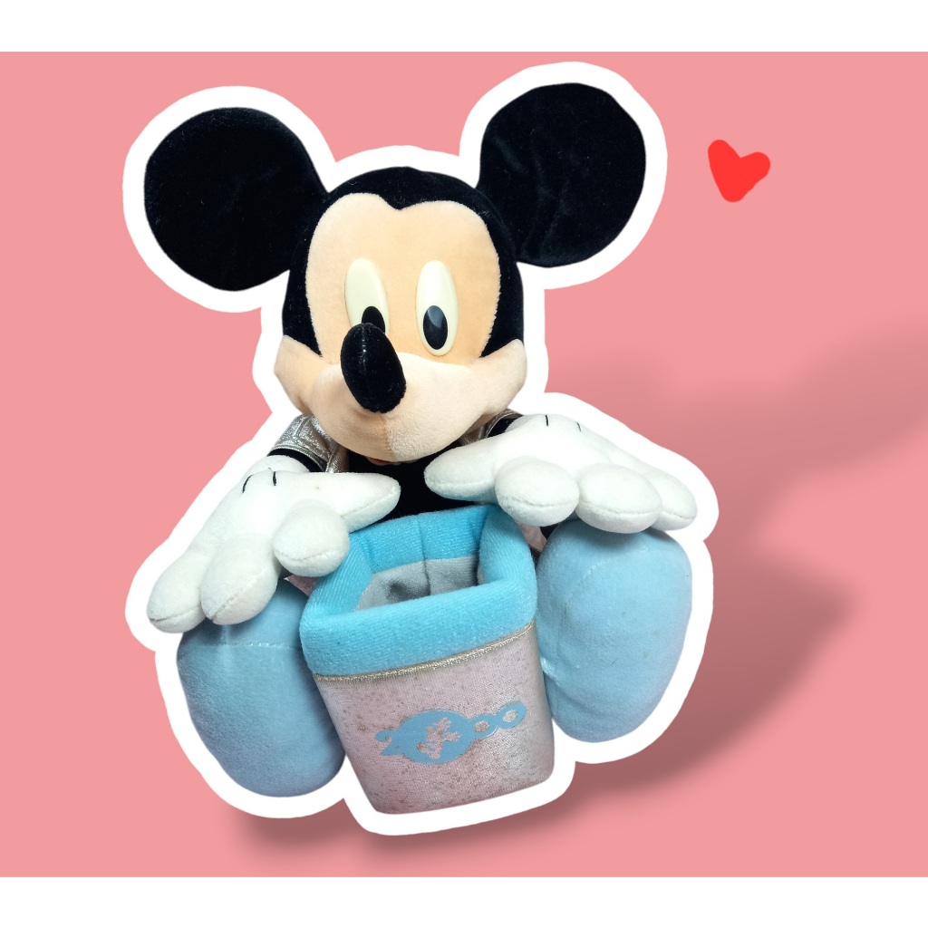 【二手懷舊】米奇/米老鼠/迪士尼/Mickey/藍色筆筒/娃娃裝飾