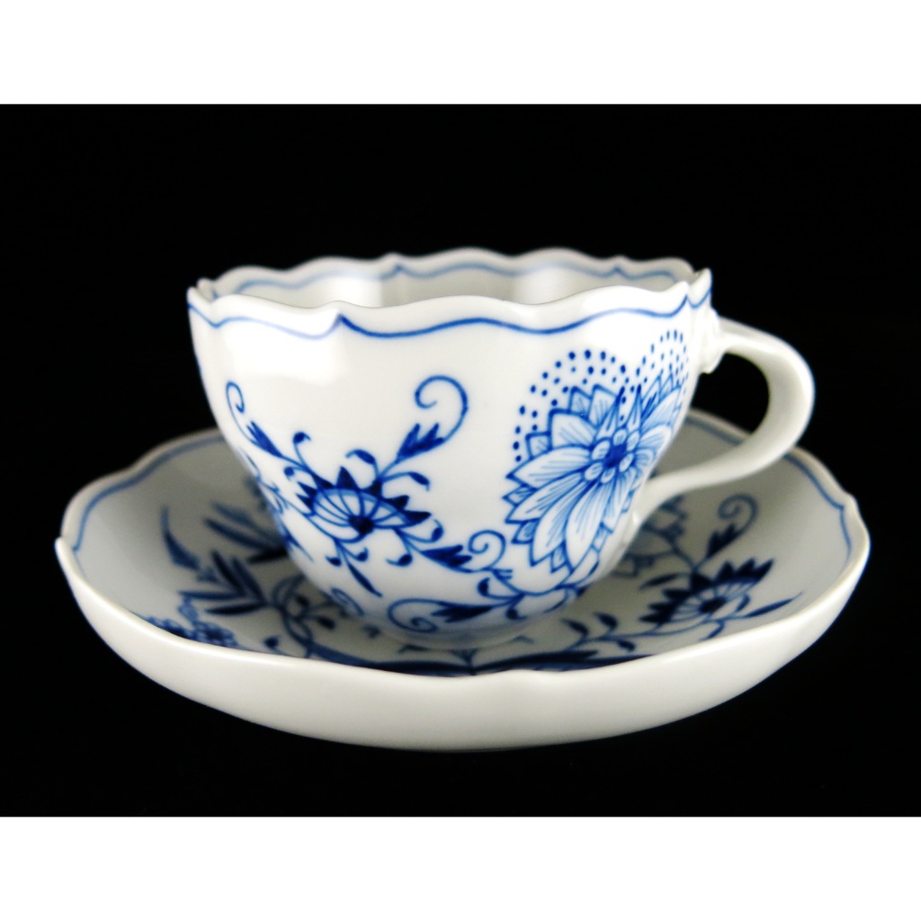 德國麥森Meissen 手繪藍洋蔥系列咖啡杯盤組-D