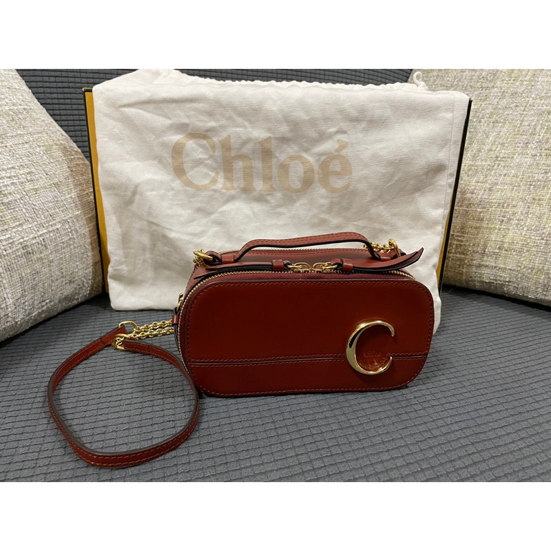 二手 極新Chloe 蔻依  C Vanity 迷你款 C bag 相機包 棕色 咖啡色 熱門款 手提包