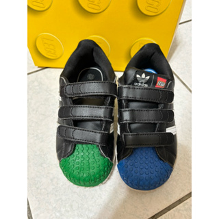 ADIDAS 愛迪達正品 樂高聯名 藍綠色 小童鞋SUPERSTAR 附盒18cm