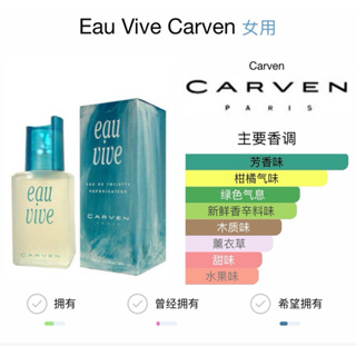 CARVEN eau vive 法國製中性香水125ml
