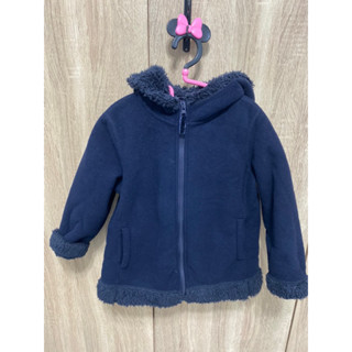 Uniqlo 二手 兒童毛絨連帽黑色外套 110cm