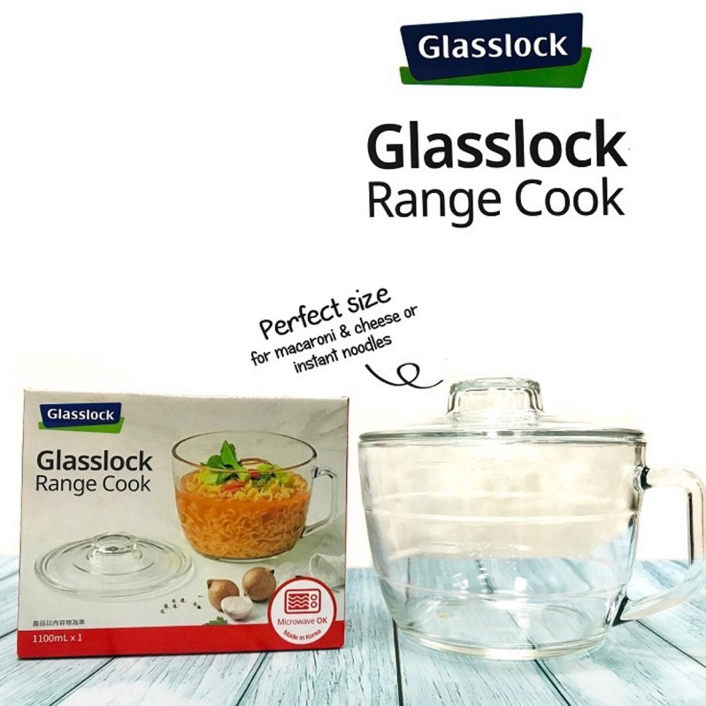 Glasslock強化玻璃微波碗泡麵碗1100ml附蓋玻璃碗沙拉碗