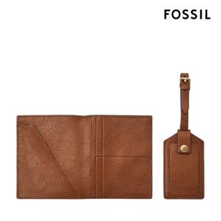 【FOSSIL】Gift Set 護照套行李牌禮物組-咖啡色 SLG1597200