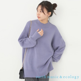 earth music&ecology 素面長版蓬袖微高領針織上衣(1N37L2G0200)