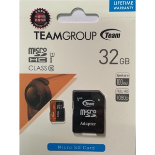 Team十銓32GB microSDXC UHS-I U1 C10記憶卡80MB/s(含轉卡) 500X