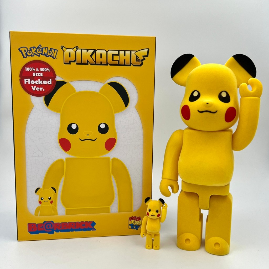 Be@rbrick BEARBRICK POKEMON PIKACHU 寶可夢 皮卡丘 初代植絨 400% 100%