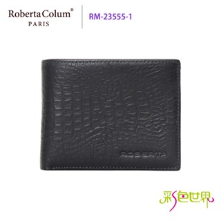 諾貝達Roberta Colum 鱷魚紋真皮短夾 RM-23555-1 黑色 彩色世界