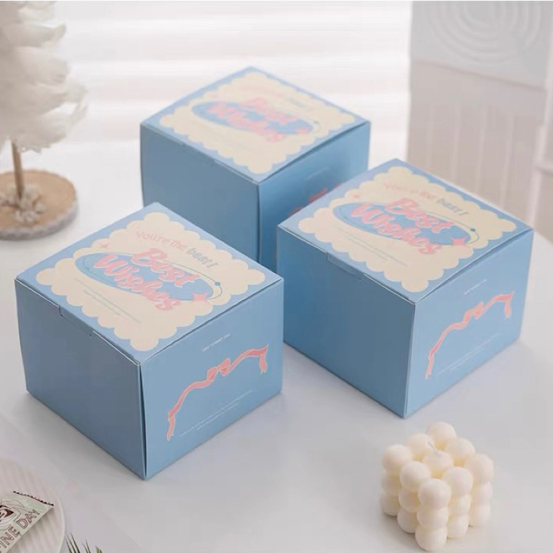 ➰blue➰可愛花邊寶寶藍小盒子 4吋蛋糕包裝盒 切片蛋糕打包盒 聖誕糖果盒 雪Q餅包裝盒 瑪德蓮包裝盒 手工餅乾包裝盒