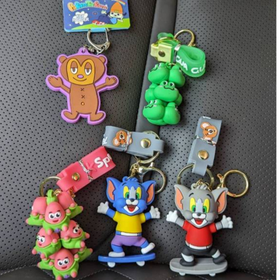 娃娃機戰利品 鑰匙圈 吊飾 創意卡通可愛 湯姆貓與傑利鼠 鑰匙扣吊飾 包包掛飾 青蛙 派大星