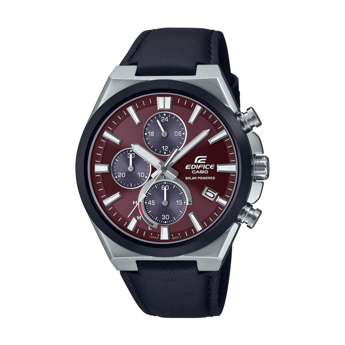 【CASIO EDIFICE】經典太陽能時尚賽車風腕錶-酒紅色/EQS-950BL-5AV/台灣總代理公司貨享一年保固