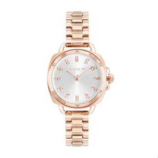 COACH | LOGO錶圈設計 玫瑰金框 白面 不鏽鋼錶帶 28mm 小錶徑 女錶 手錶(14504154)