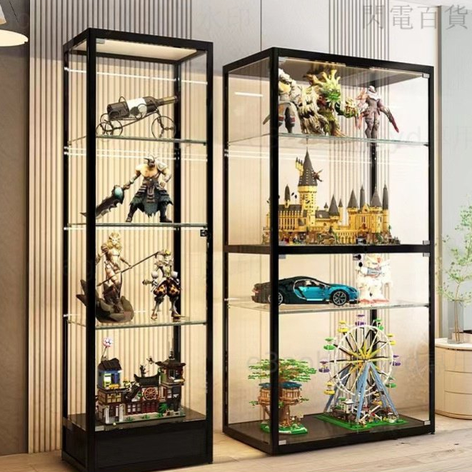 玻璃櫃 展示櫃 鋼化玻璃櫃 手辦展示櫃模型玩具透明玻璃展櫃頭盔櫃樂高展示櫃可調節層高度 模型櫃 玩具櫃