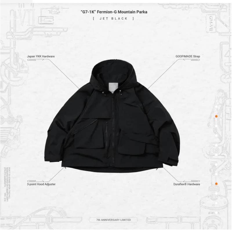 （已售出）GOOPI “G7-1K” Fermion-G Mountain Parka - Jet Black 2號