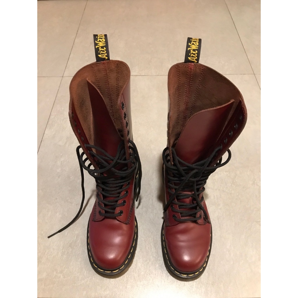 二手 DR. Martens 馬汀 14孔 酒紅 36馬丁 馬汀靴 長筒靴 軍靴