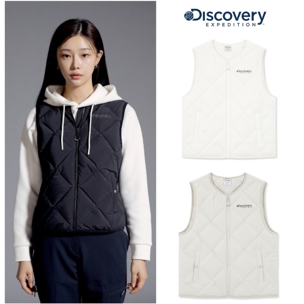 韓國 Discovery Expedition 2023新款 女裝 輕量格紋絎縫羽絨背心 鵝絨背心