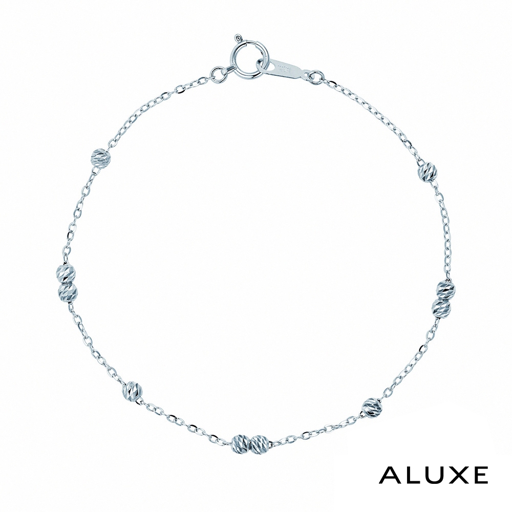 ALUXE 亞立詩 18K金 K金手鍊 簡約球珠 白金 BR0149