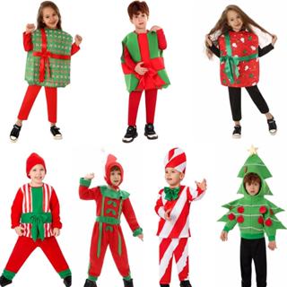 【Cherry】聖誕節服裝兒童演出服聖誕老人禮物盒服聖誕裝扮派對節日表演服男童聖誕節裝扮幼兒園裝扮