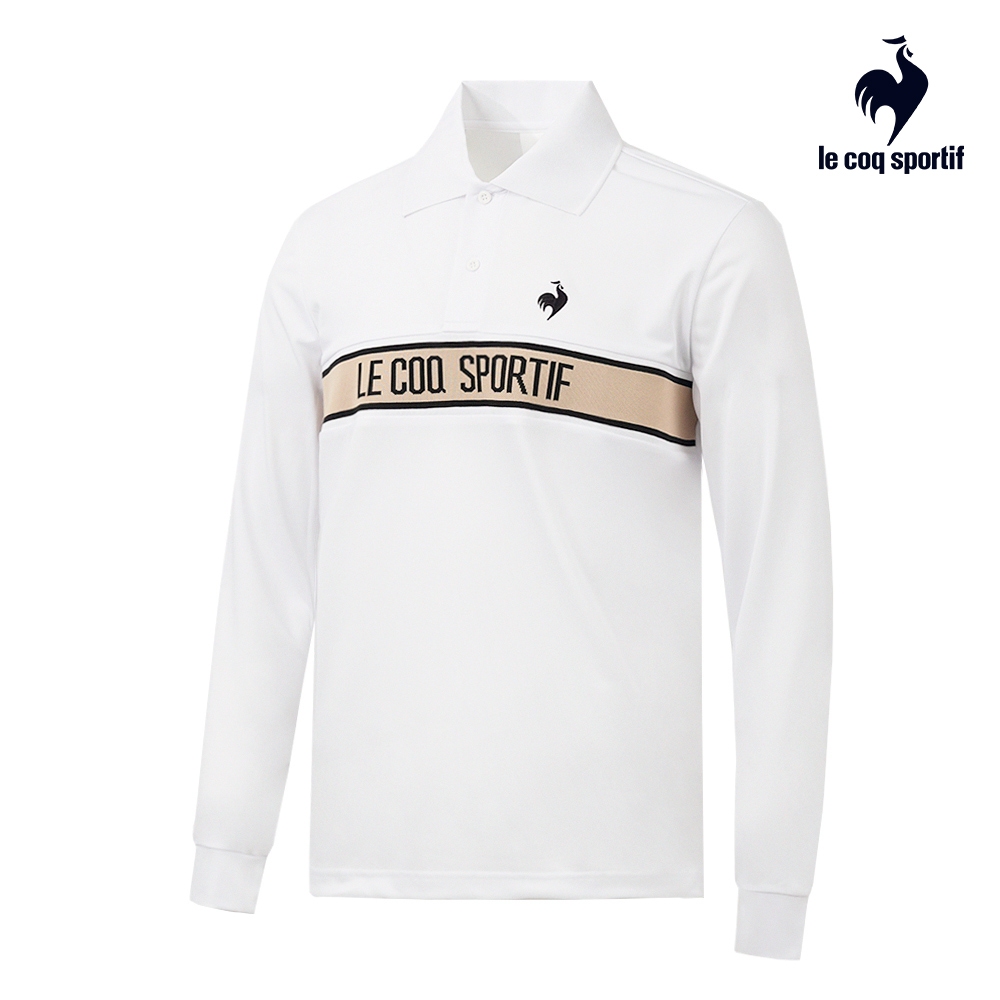 【LE COQ SPORTIF 法國公雞】吸濕排汗休閒基礎長袖POLO衫-男款-白色-LOS21942