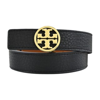 TORY BURCH MILLER荔枝紋牛皮雙麵皮帶-黑金｜100%原廠真品｜JS Maxx官方旗艦館