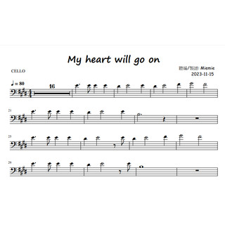 (大提琴譜/樂譜) 鐵達尼號主題曲 my heart will go on /Cello Sheets