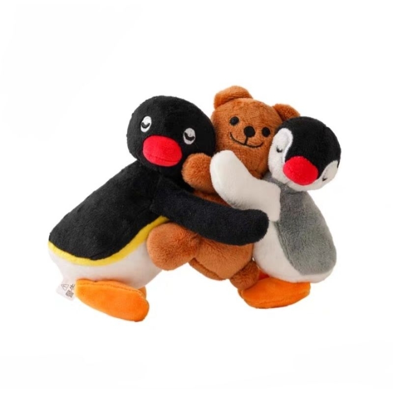 《現貨》企鵝家族 pingu 擁抱小熊 娃娃 絨毛吊飾 鑰匙圈