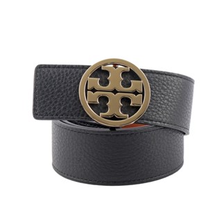 TORY BURCH Miller 素面皮革寬3.8cm雙面可用皮帶(黑色/焦糖色) 138936 001