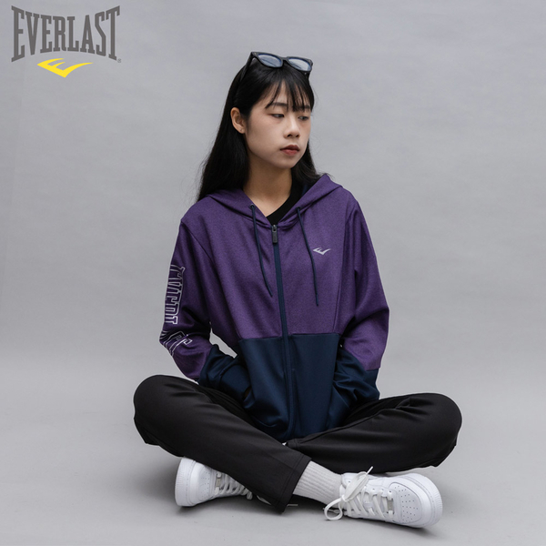 EVERLAST 外套 紫黑 雙色拼接 連帽 休閒外套 女 4952110180