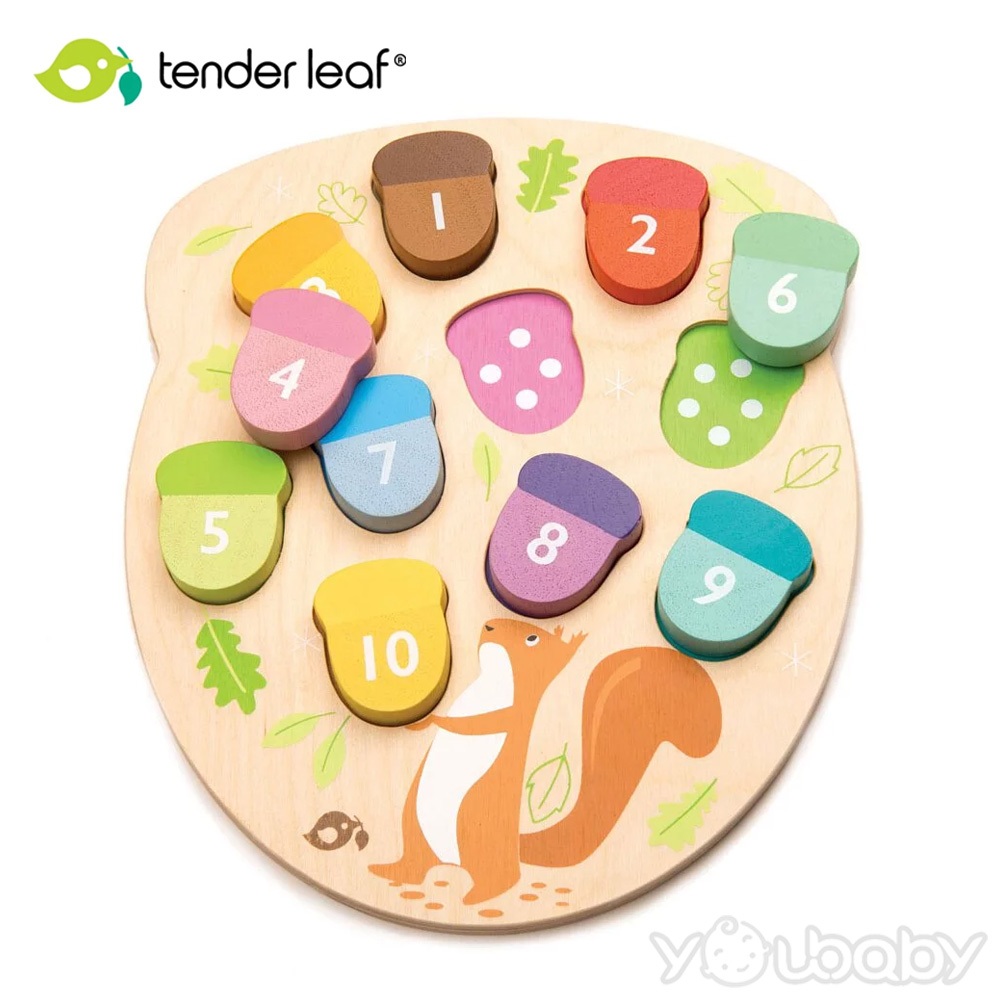 美國 Tender Leaf Toys 數字橡果益智拼圖(左右腦啟蒙學習教具) /學齡前玩具.木頭玩具.安全.模擬玩具