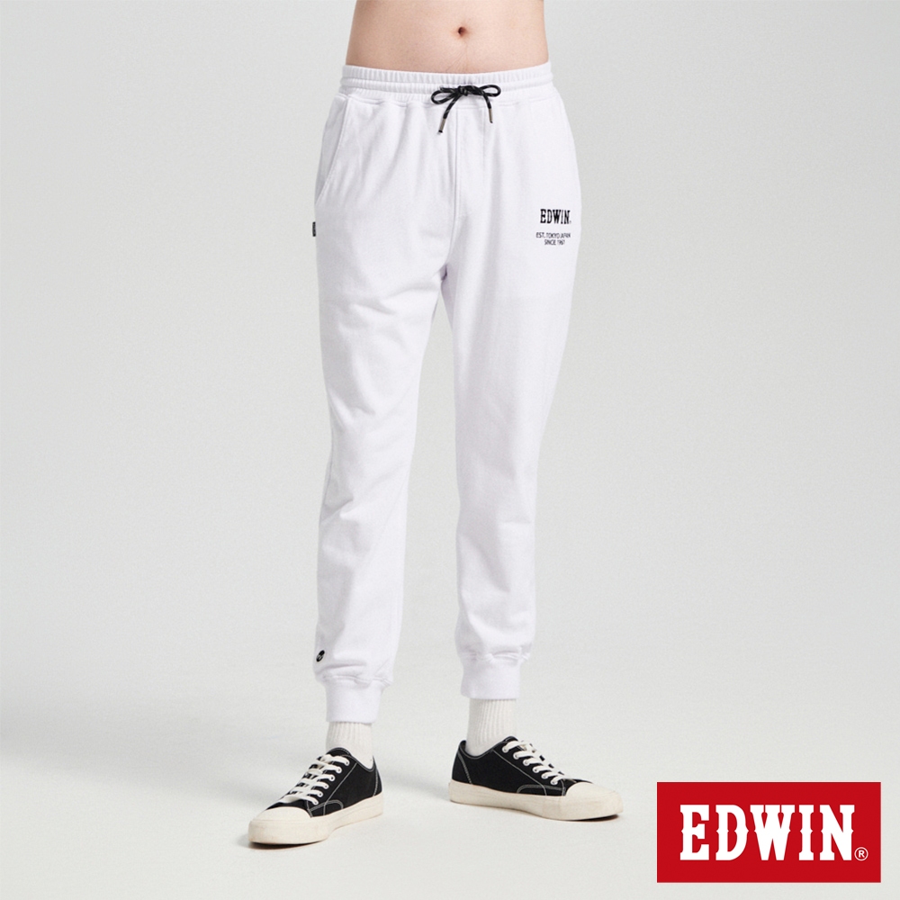 EDWIN 鬆緊綁繩運動束口褲(白色)-男款