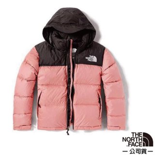 【美國 The North Face】女 保暖防風防潑水 連帽鵝絨外套 700FP 羽絨外套/粉黑 3XEO