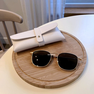 sun&kwa｜現貨. 巨好看🤓～小臉美女 復古風格金框墨鏡🌕 附皮質眼鏡收納袋 黑色鏡片 造型眼鏡 #159
