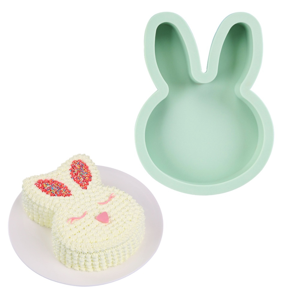 兔子款彩虹蛋糕模具/分層矽膠圓烤盤/巧克力冰淇淋布丁慕斯模具/蠟燭手工皂模