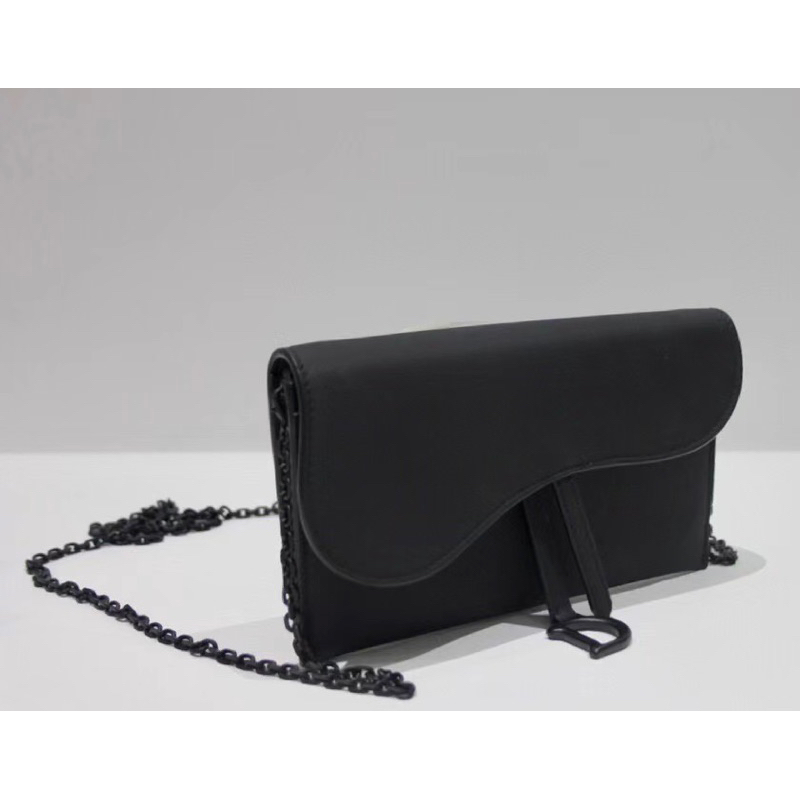 Dior-saddle長錢包鏈帶 黑色超啞光