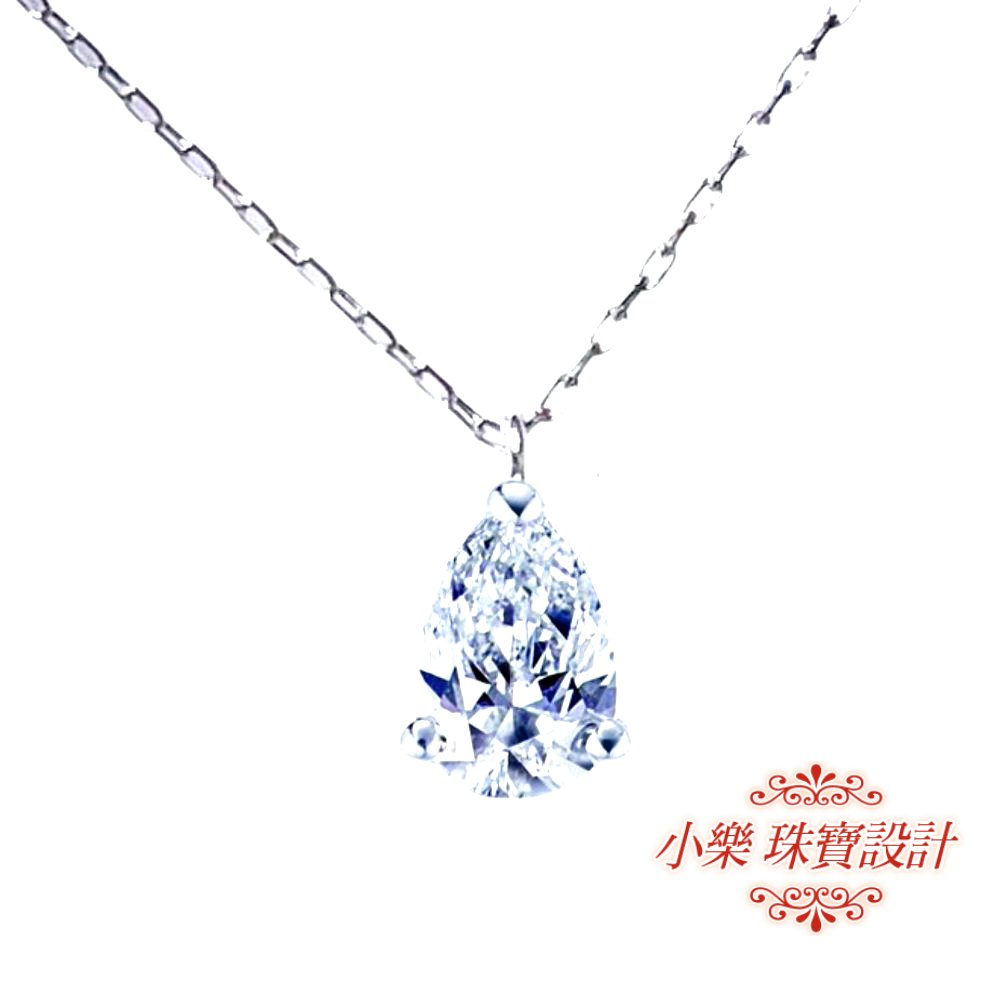 小樂珠寶-保證真鑽石0.1克拉低調奢華頂級18k金10分鑽石項鍊(結婚求婚用再送珍珠耳環)