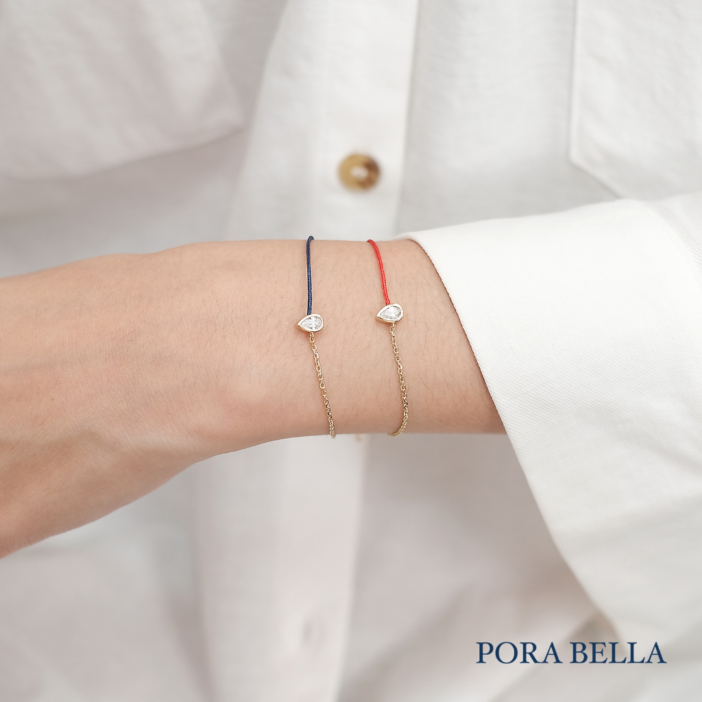 <Porabella>925純銀開運水滴造型紅繩手鍊 開運金轉運玫瑰金 能量黃 祈求祈福好運手繩 Bracelets