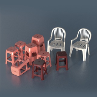 [ HankTown ] 1/24塑膠椅 矮凳 扶手椅 ｜WEIRDO 24002 微縮 場景模型