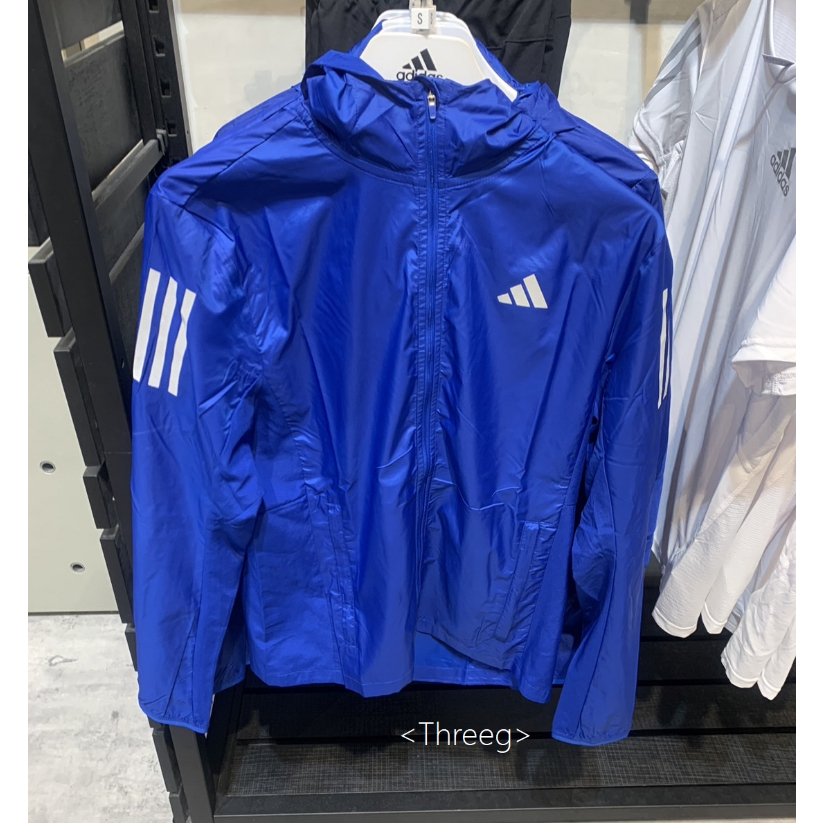 Threeg💫ADIDAS 反光 連帽 風衣外套 拉鍊口袋 遮風擋雨 藍色 男款 IL4790