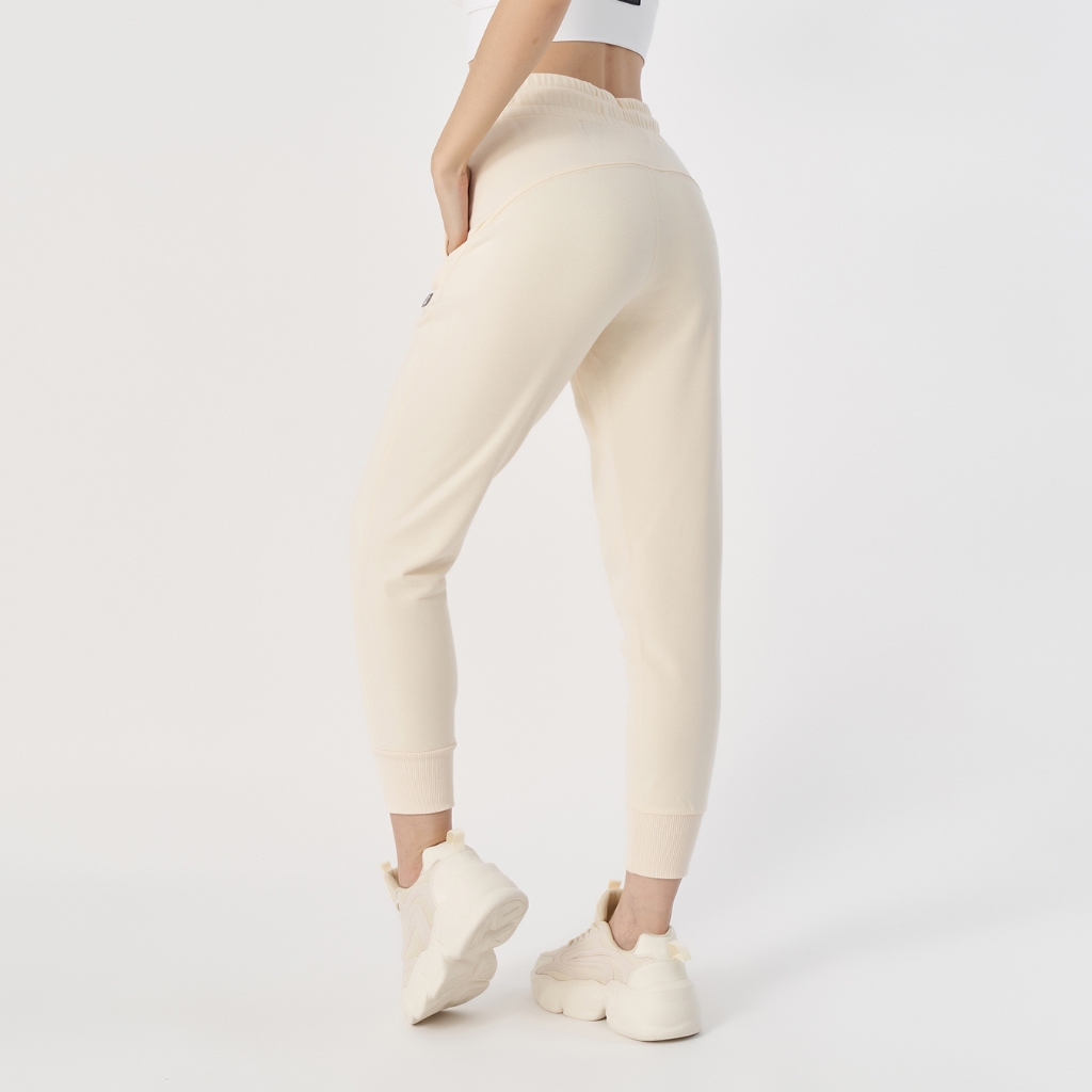 【GLADE.】Fluffy 法式毛圈修身 女運動縮口長褲 (米色) | Sweats Joggers 棉褲 現貨