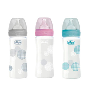 【chicco 舒適哺乳】防脹氣玻璃奶瓶150ML / 240ML (小單孔) 0m+