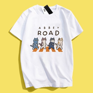 JZ TEE 貓咪-ABBEY ROAD 印花衣服短袖T恤S~2XL 男女通用版型