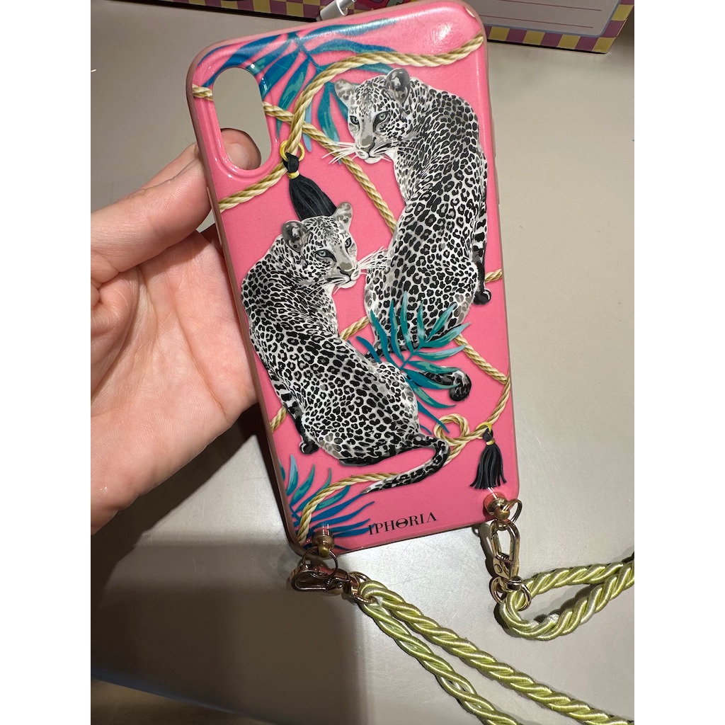 二手 IPHORIA 蘋果 XS max 手機殼 粉紅豹 pink leopard iphone 手機保護殼 手機繩
