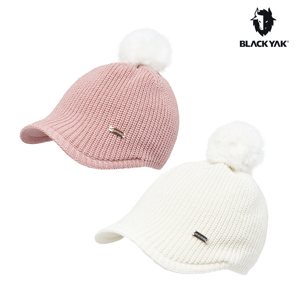 【BLACKYAK】女 針織毛球棒球帽(粉紅/象牙白)-羊毛針織保暖/棒球毛帽|CB2WAG01|2BYHTF3926