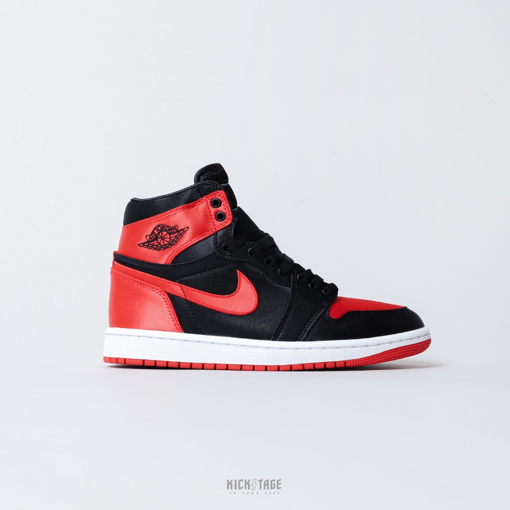 NIKE AIR JORDAN 1 OG SATIN BRED 絲綢黑紅 高筒 經典 籃球鞋 女鞋【FD4810-061