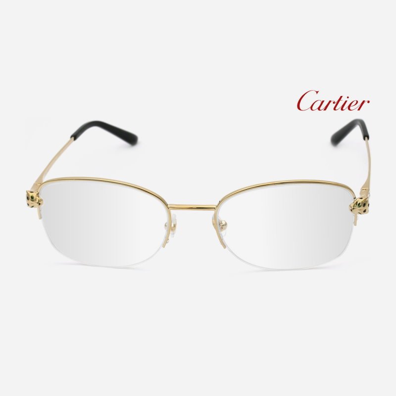 Cartier CT0235O 卡地亞品牌眼鏡｜經典款美洲豹設計小臉金絲半框眼鏡 男生品牌眼鏡框【幸子眼鏡】