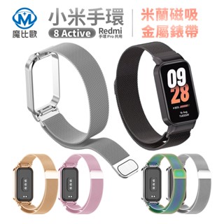 【魔比歐】小米手環 8 active 米蘭尼斯 磁吸錶帶 Redmi 手環 2 共用 金屬錶帶 替換錶帶 手錶帶
